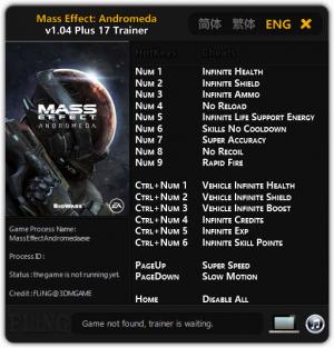 Mass Effect: Andromeda Trainer for PC game version 1.04
