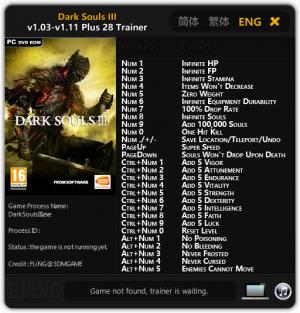 Dark Souls 3 Trainer for PC game version 1.03 - 1.11