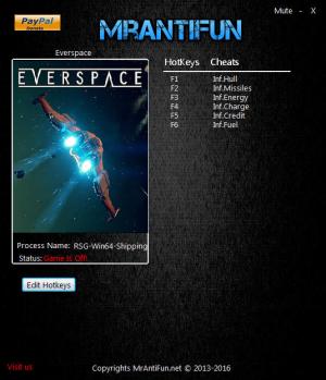 Everspace Trainer for PC game version 0.4.2.30754 64bit
