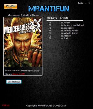 Mercenaries 2: World in Flames Trainer for PC game version 04.03.2017