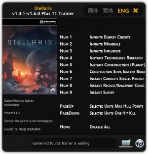 Stellaris Trainer for PC game version 1.4.1 - 1.6.0