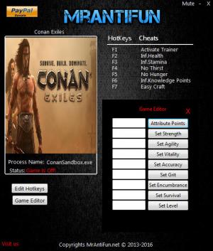 Conan Exiles Trainer for PC game version 05.11.2017