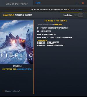 The Fidelio Trainer for PC game version 1.0