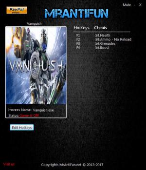 Vanquish Trainer for PC game version 1.00