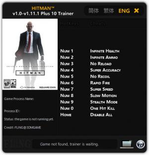 Hitman 2016 Trainer for PC game version 1.0 - 1.11.1