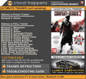 Company of Heroes 2 Trainer for PC game version 4.0.0.21729