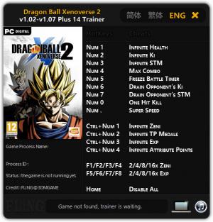 Dragon Ball Xenoverse 2 Trainer for PC game version v1.02 - 1.07
