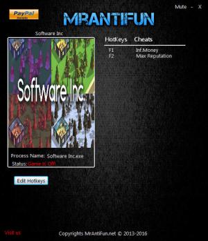 Software Inc Trainer for PC game version 9.10.11 64bit