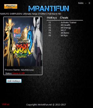 Naruto Shippuden: Ultimate Ninja Storm 3 Full Burst HD Trainer for PC game version 1.00