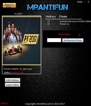 F1 2017 Trainer for PC game version 1.06