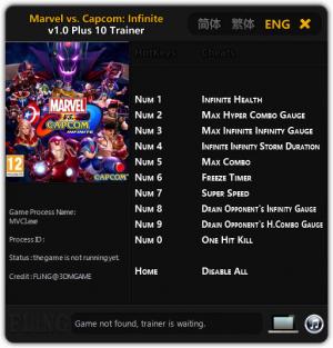 Marvel vs. Capcom: Infinite Trainer for PC game version 1.0