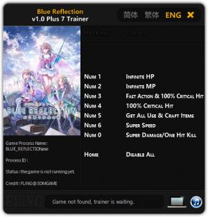 Blue Reflection Trainer for PC game version 1.0