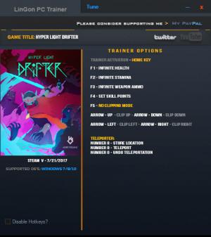 Hyper Light Drifter Trainer for PC game version  v1.01 Update 11