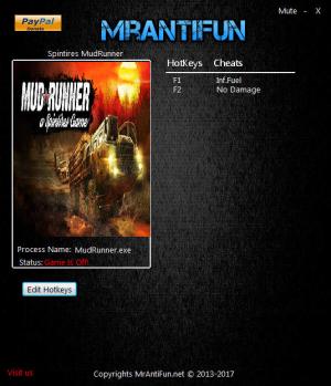 Spintires: MudRunner Trainer for PC game version v11.09.2017