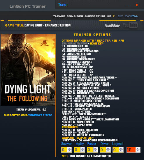 dying light the following enhanced edition trainer