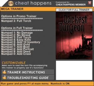 Darkest Dungeon Trainer for PC game version Build 21142