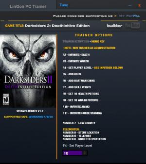 Darksiders 2: Deathinitive Edition Trainer for PC game version v1.2