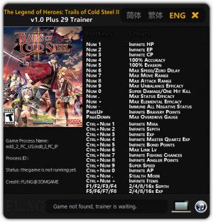 The Legend of Heroes: Trails of Cold Steel 2 Trainer for PC game version v1.0