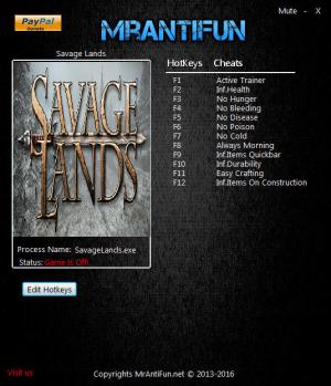 Savage Lands Trainer for PC game version v0.8.3 Build 421: x32