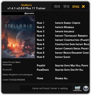 Stellaris Trainer for PC game version v1.4.1 - 2.0.0