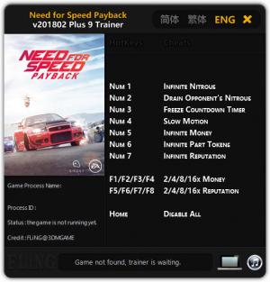 Need for Speed: Payback Trainer for PC game version v201802