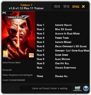 Tekken 7 Trainer for PC game version v1.0 - 1.12