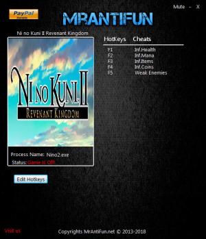 Ni No Kuni 2: Revenant Kingdom Trainer for PC game version v1.00