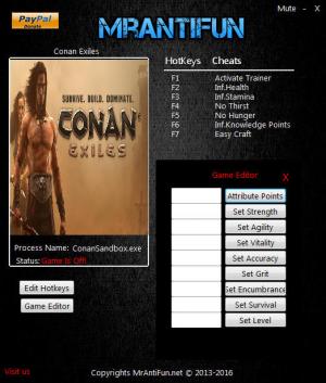 Conan Exiles Trainer for PC game version v04.18.2018