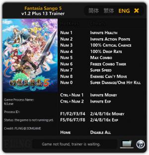 Fantasia Sango 5 Trainer for PC game version v1.2