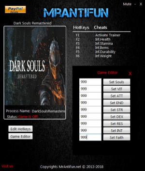 Dark Souls: Remastered Trainer for PC game version v1.01