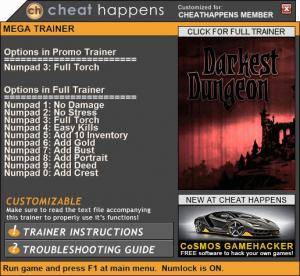 Darkest Dungeon Trainer for PC game version  Build 23886