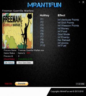 Freeman: Guerrilla Warfare Trainer for PC game version v0.181