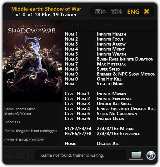 middle earth shadow of mordor cheats