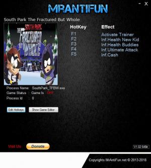 South Park: The Fractured but Whole Trainer for PC game version v1.04