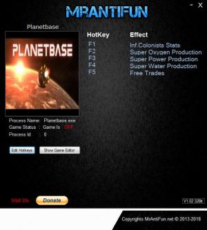 Planetbase Trainer for PC game version v1.3.0
