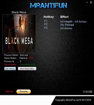Black Mesa Trainer for PC game version v1.02