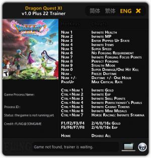 Dragon Quest XI: Echoes of an Elusive Age Trainer for PC game version v1.0