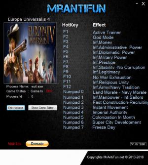 Europa Universalis 4 Trainer for PC game version v1.26.0.0