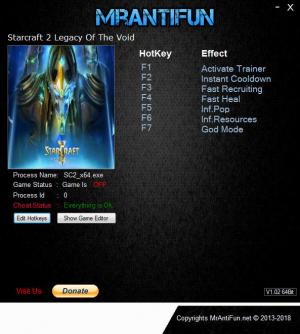 StarCraft 2: Legacy of the Void Trainer for PC game version v4.6.1.68195 64Bit