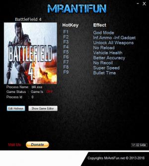 Battlefield 4 Trainer for PC game version v29.09.2018