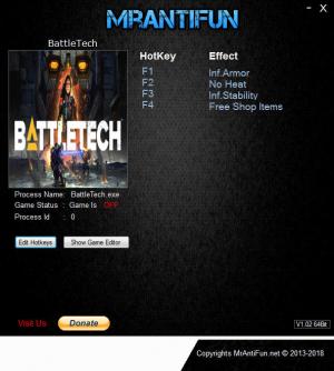 Battletech 2018 Trainer for PC game version v1.2.1