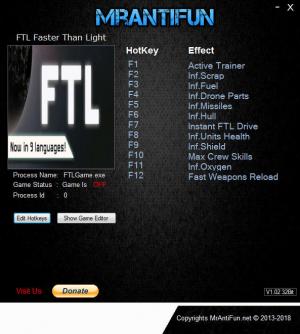 FTL: Faster Than Light Trainer Trainer for PC game version v1.6.8