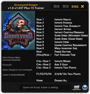 Graveyard Keeper Trainer for PC game version v1.037