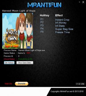 Harvest Moon: Light of Hope Trainer for PC game version v2.00
