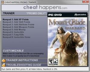 Mount and Blade: Warband Trainer for PC game version v1.174