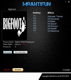 BIGFOOT Trainer for PC game version v2.0B