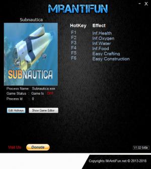 Subnautica Trainer for PC game version Build 61056