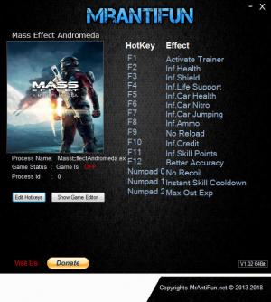 Mass Effect: Andromeda Trainer for PC game version v1.10
