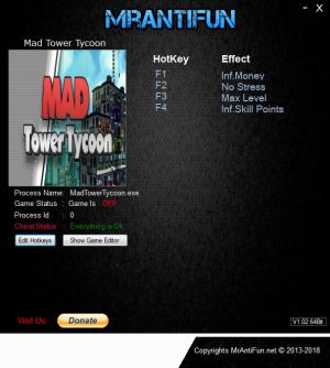 Mad Tower Tycoon Trainer for PC game version v18.10.25b