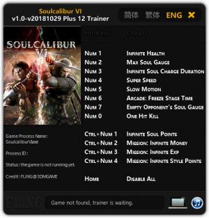 Soulcalibur VI Trainer for PC game version v1.0 Update 29.10.2018
